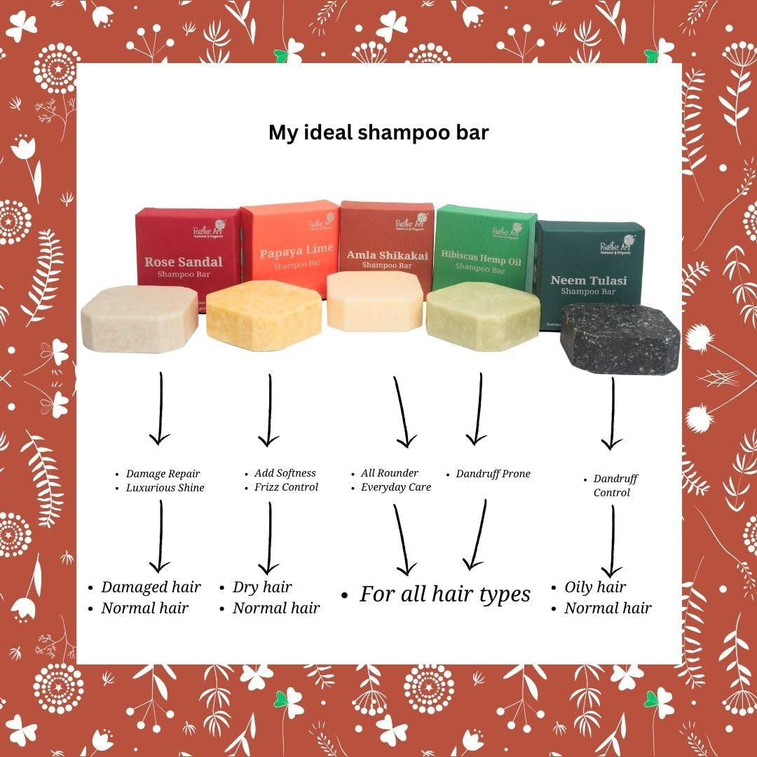 Amla Shikakai Organic Shampoo Bar | Methi (Fenugreek), Ginger, Mango Butter | Detangles | Sulfate, Paraben & Added Fragrance Free | Natural & Organic Essential for Women & Men | 2.65 Oz