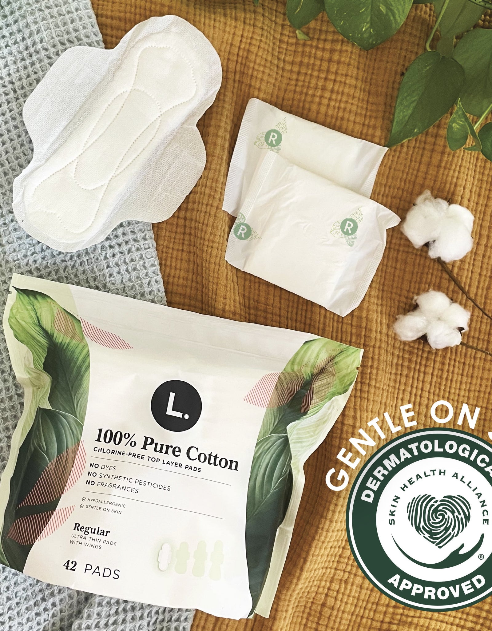 Ultra Thin Pads for Women, Regular, 100% Pure Cotton Top Layer 42 Ct