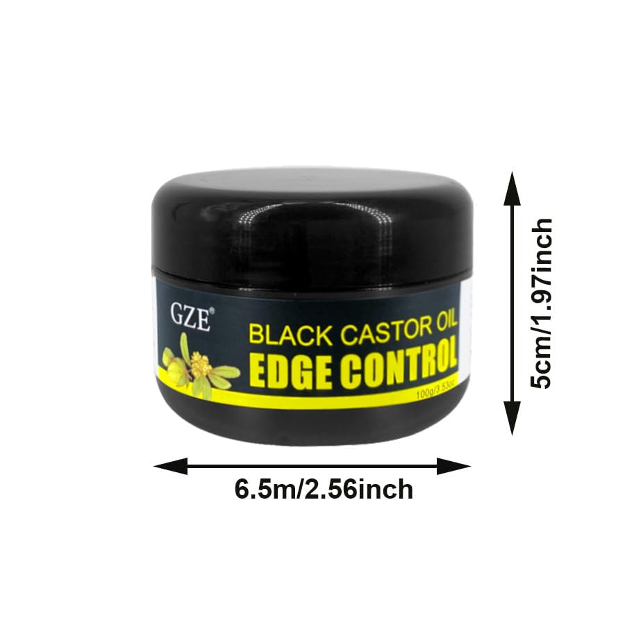 GZE Black Castor Oil Edge Gel Extra Hold Braid, Loc, Twist - Tames Frizz & Controls Edges for Women 4C Hair