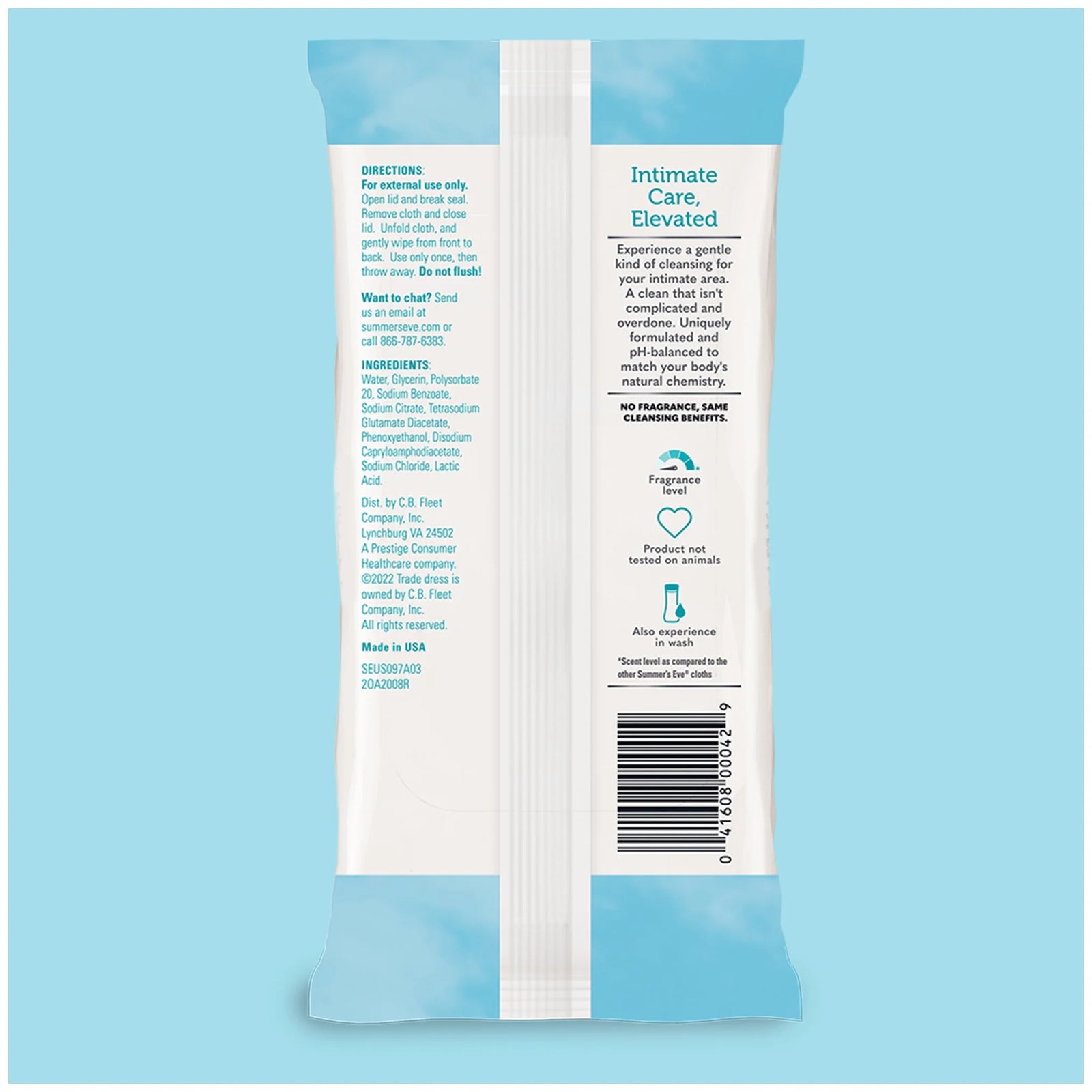 Summer’S Eve Fragrance Free Gentle Daily Feminine Wipes, Removes Odor, Ph Balanced, 32 Ct