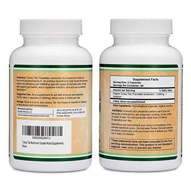 Double Wood Supplements Turkey Tail Mushroom 120 Capsules