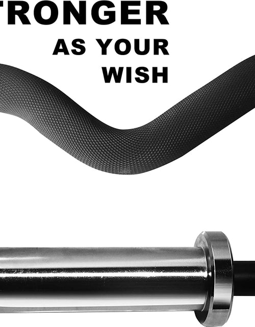 Load image into Gallery viewer, Fitness Olympic EZ Curl Bar 47Inch/86Inch(7Ft)- (350Lb/1500Lb) Curling Bar for Gym Strength Training Chrome Sleeves Solid Steel Barbell Weight Lifting Bar for Bicep Curls and Triceps Extensions
