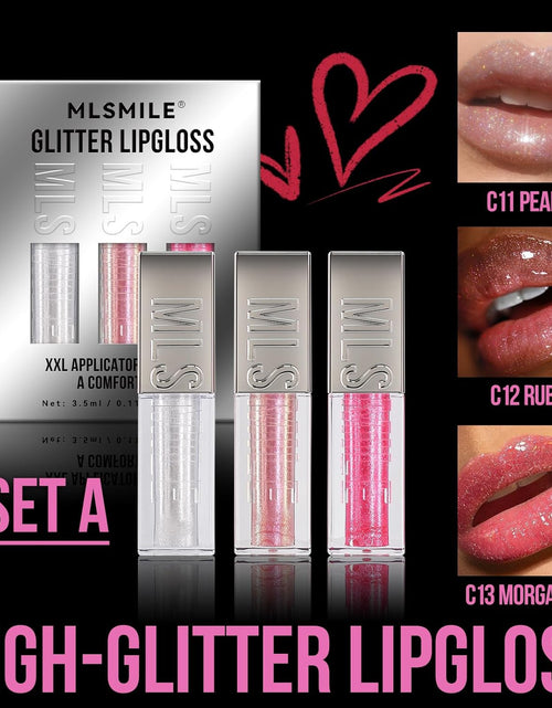 Load image into Gallery viewer, 3 PCS Glitter Lip Gloss Set, Hydrating Nourishing Sparkling Plumping Lip Oil, Long Lasting Glossy Lip Balm Lip Care, Transparent Moisturizing No-Sticky Lip Gloss
