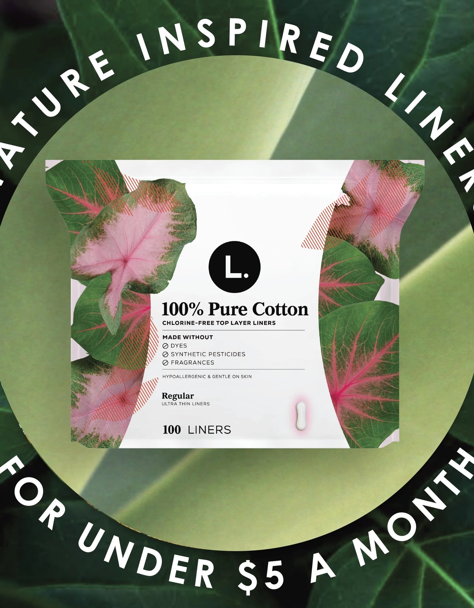 Ultra Thin Liners for Women, Regular, 100% Pure Cotton Top Layer 100 Ct