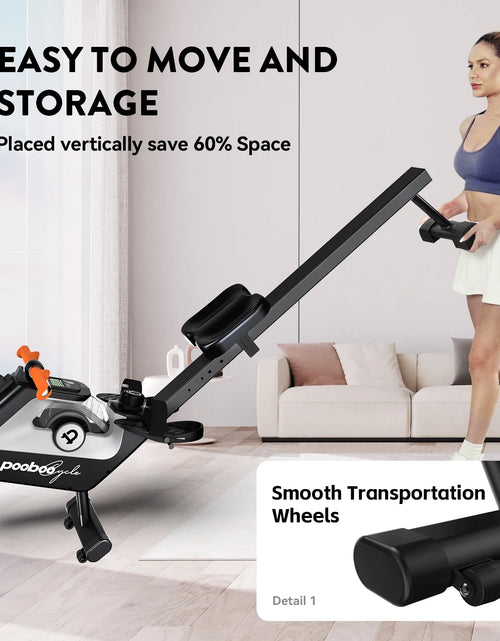 Load image into Gallery viewer, Row Machine Magnetic Rowing Machine Indoor Foldable Rower with 8 Level Adjustable Quiet Magnetic Resistance, Ergonomic Seat &amp; LCD Monitor Cardio Exercise Training Max Weight 350 Lbs
