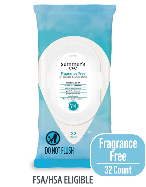 Load image into Gallery viewer, Summer’S Eve Fragrance Free Gentle Daily Feminine Wipes, Removes Odor, Ph Balanced, 32 Ct
