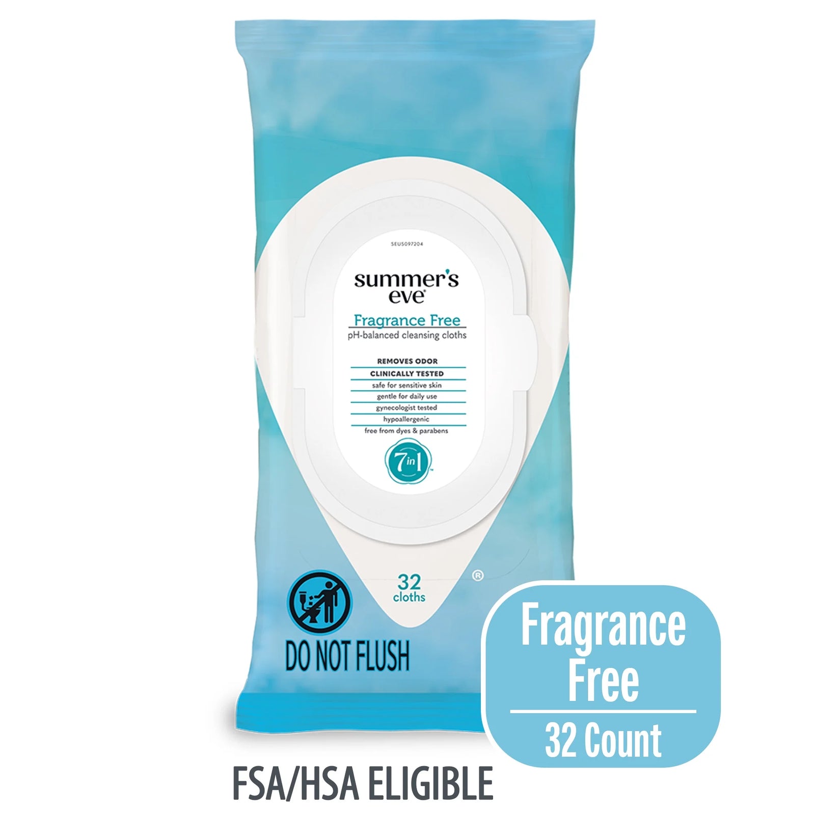 Summer’S Eve Fragrance Free Gentle Daily Feminine Wipes, Removes Odor, Ph Balanced, 32 Ct