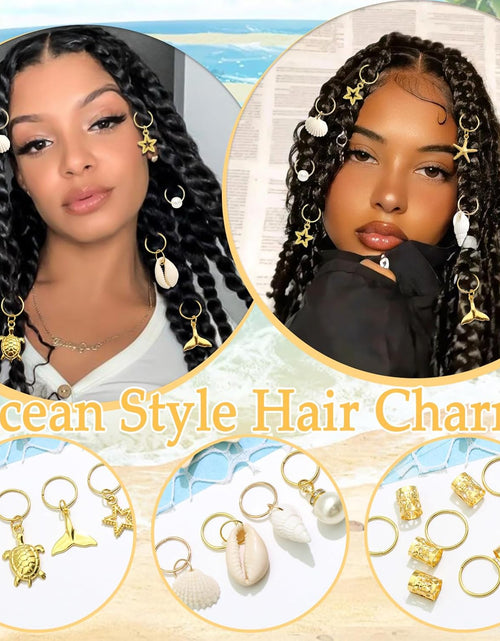 Load image into Gallery viewer, 40PCS Shell Loc Jewelry Gold Hair Jewelry for Braids Starfish Braids Clips Pearl Dreadlock Jewelry Seashell Braids Accessories Hair Decoration for Women
