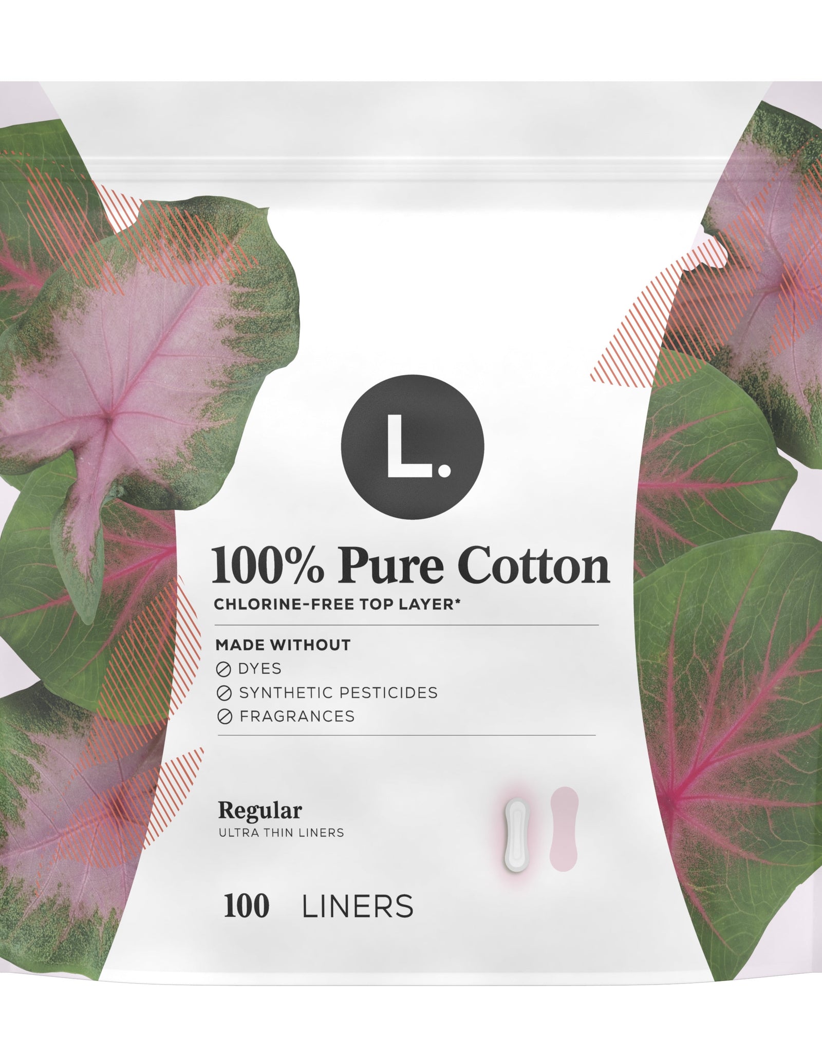 Ultra Thin Liners for Women, Regular, 100% Pure Cotton Top Layer 100 Ct