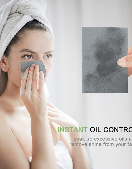 Load image into Gallery viewer, 100 Count Natural Bamboo Charcoal Blotting Papers Organic Facial Oil Absorbing Sheets for Oily Skin Care Daily Oil Control Linen Tissues (100 PCS/PK, 1 PK)
