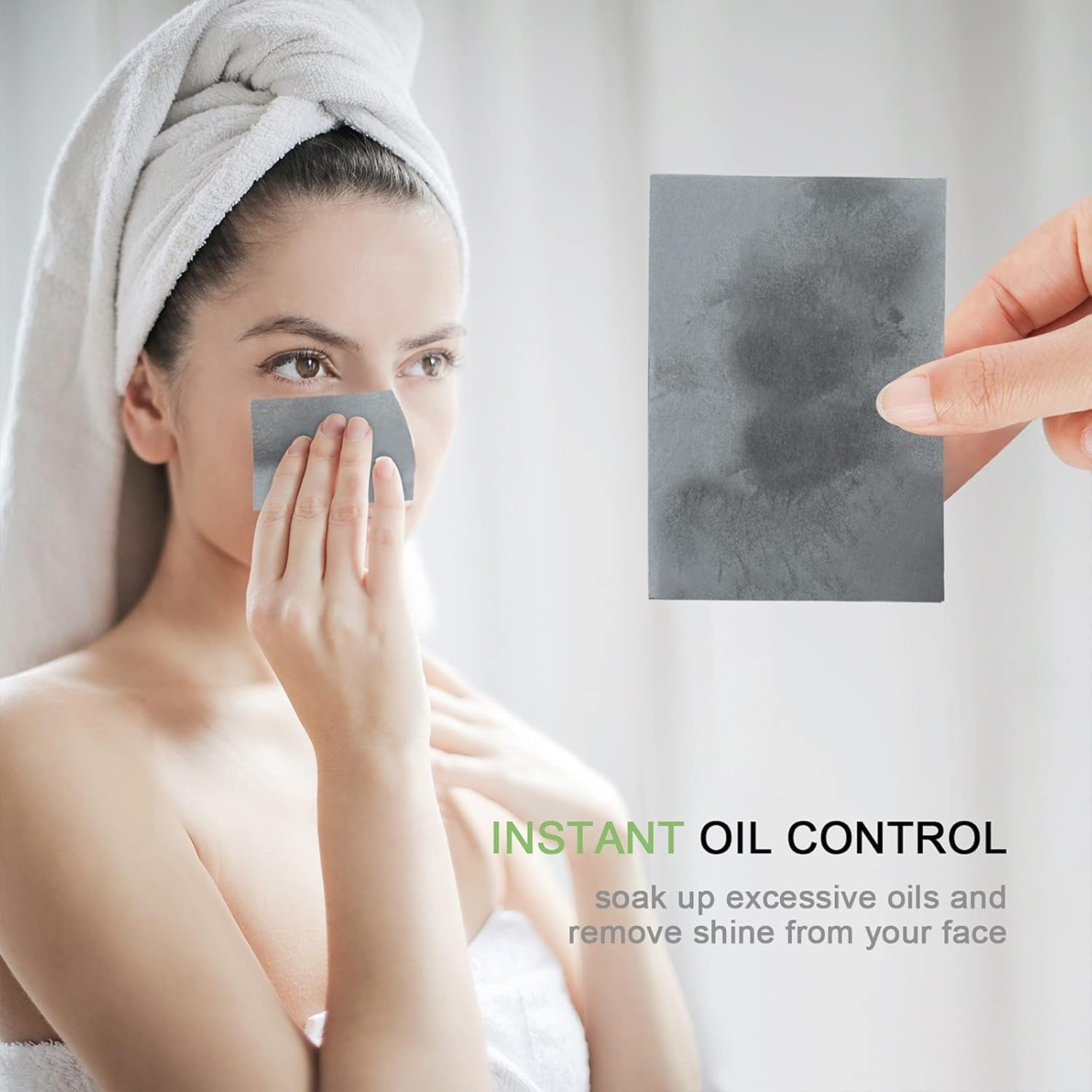 100 Count Natural Bamboo Charcoal Blotting Papers Organic Facial Oil Absorbing Sheets for Oily Skin Care Daily Oil Control Linen Tissues (100 PCS/PK, 1 PK)