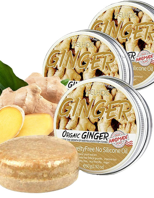 Load image into Gallery viewer, Ginger Shampoo Bar for Hair Regrowth and Growth - 3 Pcs Natural Organic Soap Bar Promotes Hair Growth
