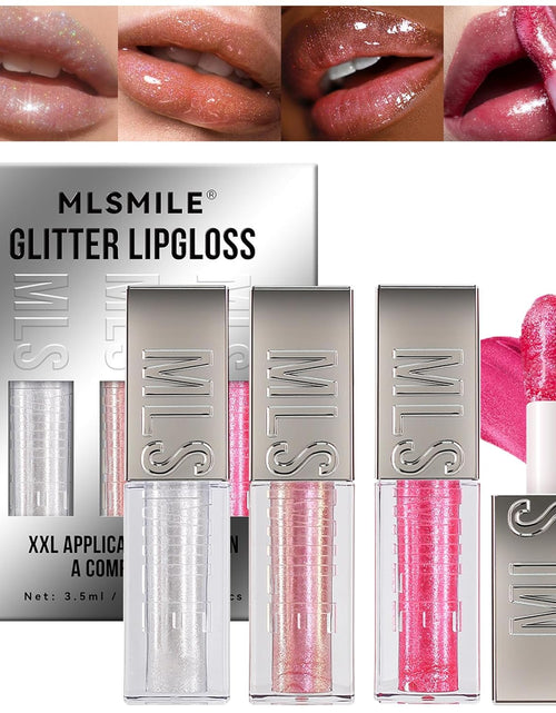 Load image into Gallery viewer, 3 PCS Glitter Lip Gloss Set, Hydrating Nourishing Sparkling Plumping Lip Oil, Long Lasting Glossy Lip Balm Lip Care, Transparent Moisturizing No-Sticky Lip Gloss

