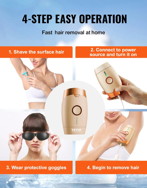 Load image into Gallery viewer, VEVOR IPL Hair Removal, Permanent Hair Removal for Women and Men, Auto/Manual Modes &amp; 5 Adjustable Levels, Painless At-Home Hair Removal Device for Legs, Armpits, Bikini Line, Whole Body

