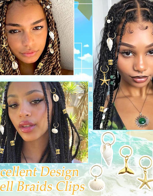 Load image into Gallery viewer, 40PCS Shell Loc Jewelry Gold Hair Jewelry for Braids Starfish Braids Clips Pearl Dreadlock Jewelry Seashell Braids Accessories Hair Decoration for Women
