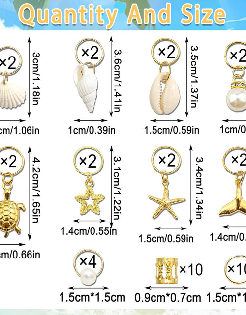 Load image into Gallery viewer, 40PCS Shell Loc Jewelry Gold Hair Jewelry for Braids Starfish Braids Clips Pearl Dreadlock Jewelry Seashell Braids Accessories Hair Decoration for Women
