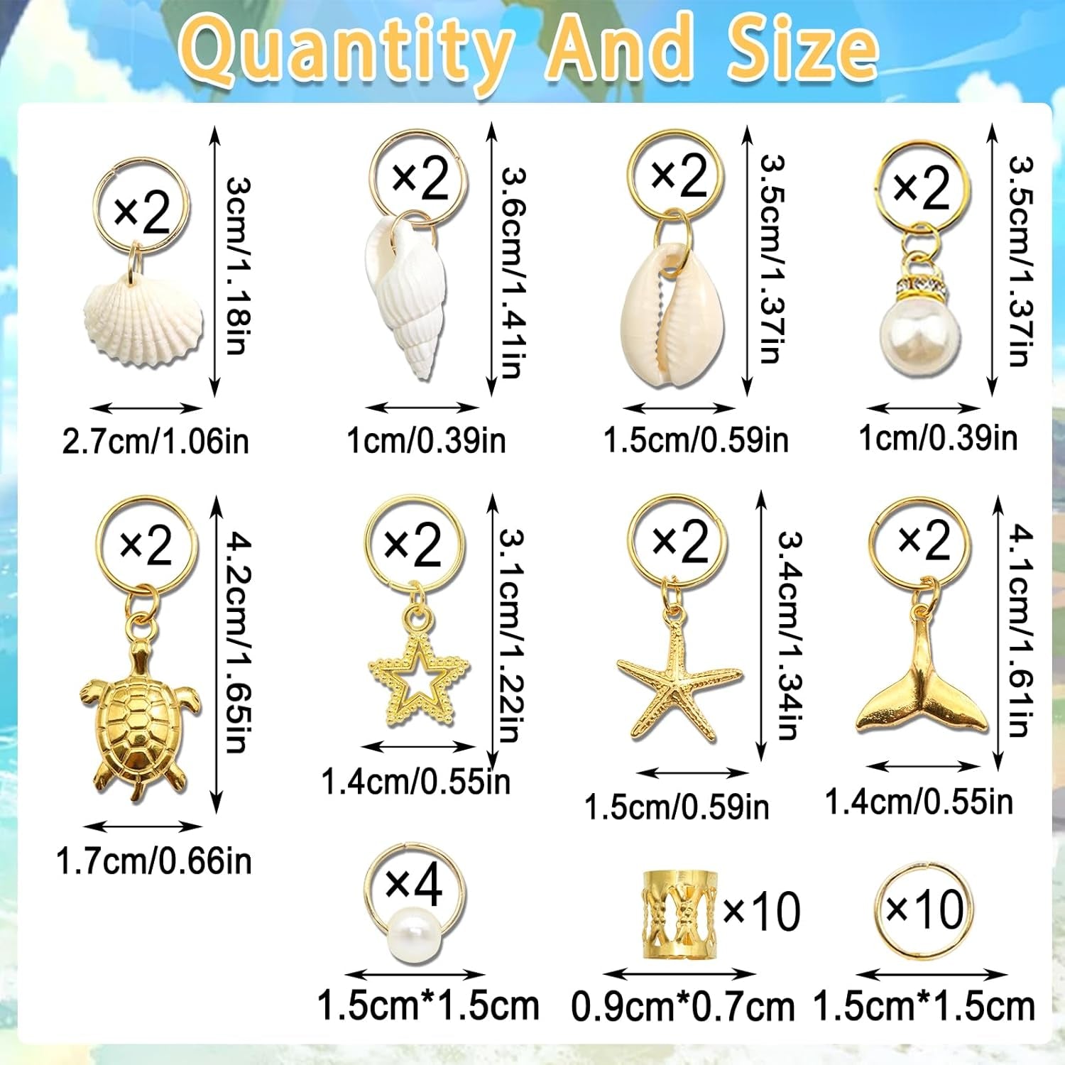 40PCS Shell Loc Jewelry Gold Hair Jewelry for Braids Starfish Braids Clips Pearl Dreadlock Jewelry Seashell Braids Accessories Hair Decoration for Women