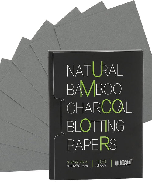 Load image into Gallery viewer, 100 Count Natural Bamboo Charcoal Blotting Papers Organic Facial Oil Absorbing Sheets for Oily Skin Care Daily Oil Control Linen Tissues (100 PCS/PK, 1 PK)
