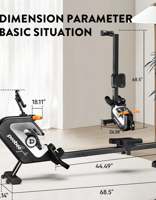 Load image into Gallery viewer, Row Machine Magnetic Rowing Machine Indoor Foldable Rower with 8 Level Adjustable Quiet Magnetic Resistance, Ergonomic Seat &amp; LCD Monitor Cardio Exercise Training Max Weight 350 Lbs
