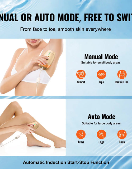 Load image into Gallery viewer, VEVOR IPL Hair Removal, Permanent Hair Removal for Women and Men, Auto/Manual Modes &amp; 5 Adjustable Levels, Painless At-Home Hair Removal Device for Legs, Armpits, Bikini Line, Whole Body
