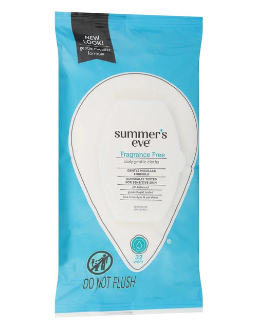 Load image into Gallery viewer, Summer’S Eve Fragrance Free Gentle Daily Feminine Wipes, Removes Odor, Ph Balanced, 32 Ct
