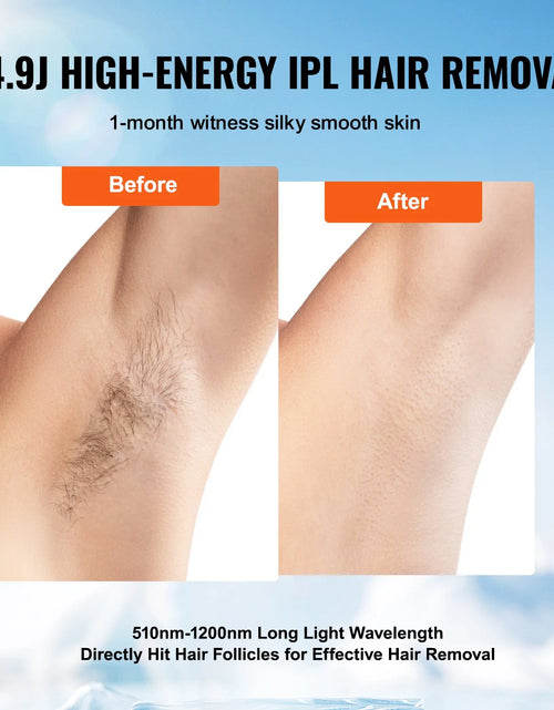 Load image into Gallery viewer, VEVOR IPL Hair Removal, Permanent Hair Removal for Women and Men, Auto/Manual Modes &amp; 5 Adjustable Levels, Painless At-Home Hair Removal Device for Legs, Armpits, Bikini Line, Whole Body
