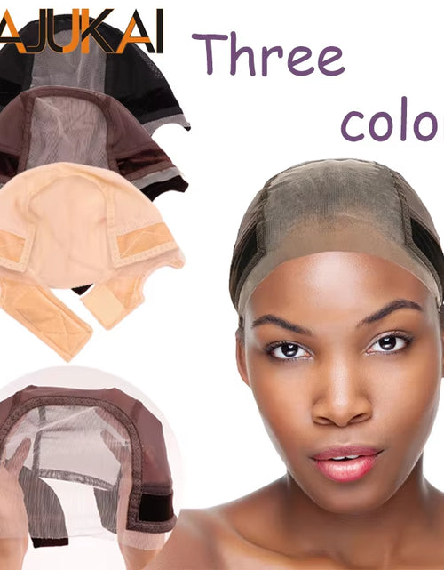 Load image into Gallery viewer, Female Headband Wig Cap Hd Lace Wig Cap for Wig Making U Part Wig Caps with Adjustable Velvet Wig Grip to Wear Wig Nude Hair Net
