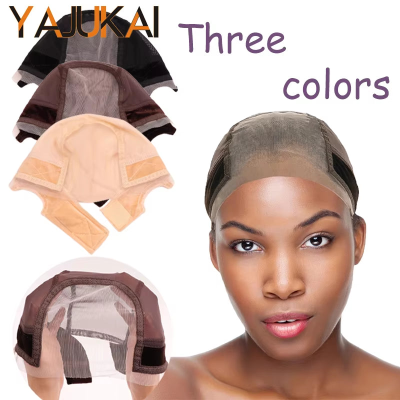 Female Headband Wig Cap Hd Lace Wig Cap for Wig Making U Part Wig Caps with Adjustable Velvet Wig Grip to Wear Wig Nude Hair Net