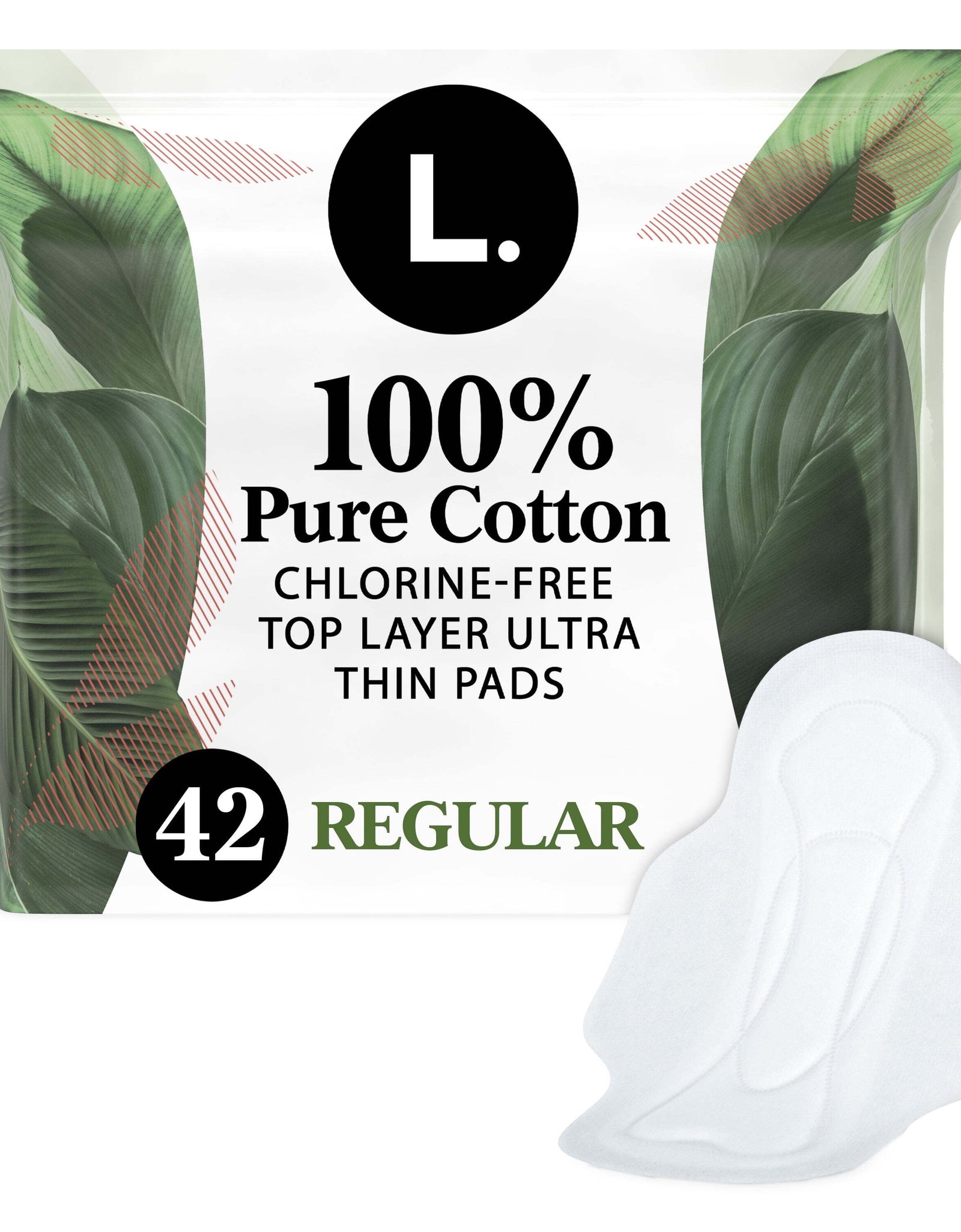 Ultra Thin Pads for Women, Regular, 100% Pure Cotton Top Layer 42 Ct
